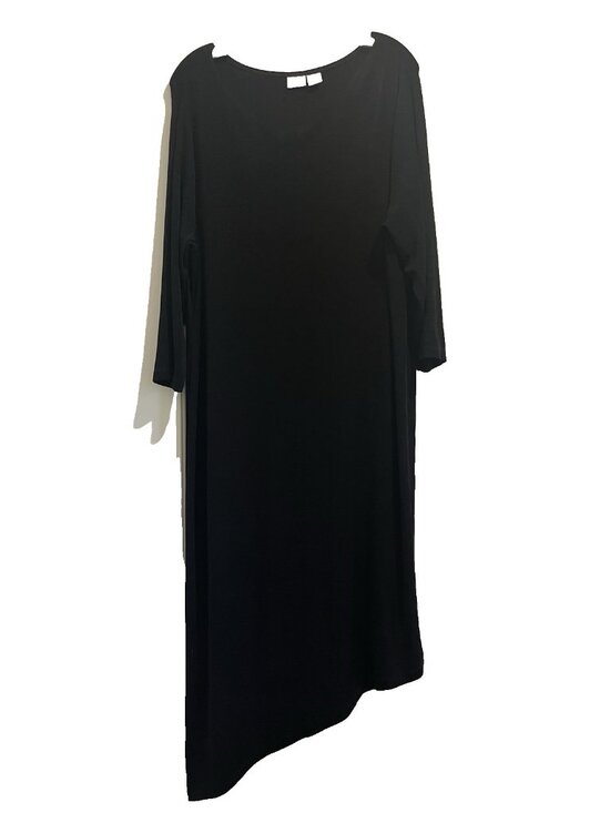 Chico's Dresses & Skirts - Chico's Travelers Black Dress Size 3 XL Goth Witchy 3/4Sleeves Lagenlook Slinky